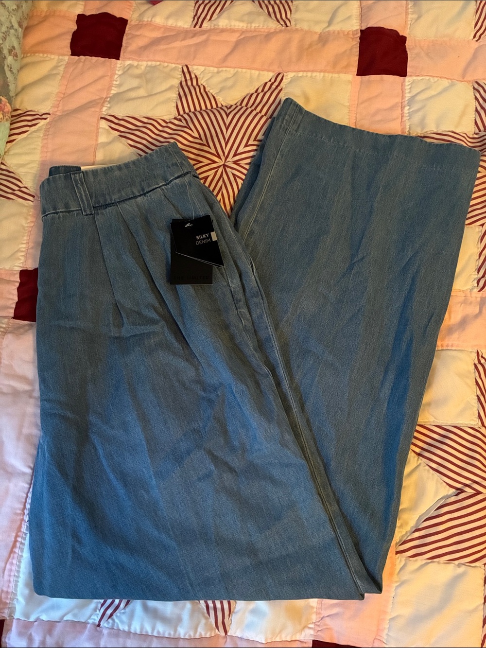 NWT The Limited Silky Denim Light Blue Wide-Leg Jeans Sz 8